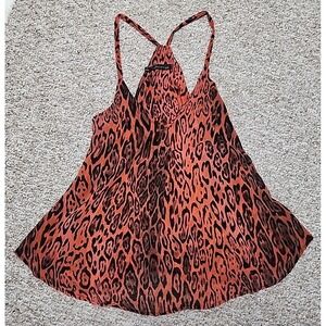Patterson J. Kincaid Orange Animal Print V-NECK Sleeveless Top Blouse Size XS